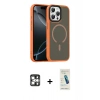 MARSİLYAN™- iPhone 16 Pro Max Kılıf Doruk Form Serisi - Şeffaf Pasifik Cam Ekran Koruyucu + Gümüş PVD Metal Kamera Lens