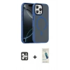 MARSİLYAN™- iPhone 16 Pro Max Kılıf Doruk Form Serisi - Şeffaf Pasifik Cam Ekran Koruyucu + Gümüş PVD Metal Kamera Lens