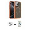 MARSİLYAN™- iPhone 16 Pro Max Kılıf Doruk Form Serisi - Şeffaf Pasifik Cam Ekran Koruyucu + Pers Alüminyum Kamera Lens - GS