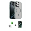 MARSİLYAN™- iPhone 16 Pro Max Kılıf Doruk Form Serisi - Siyah 360 Mat Full Body Arka Koruyucu + Raze Metal Kamera Lens - BZ