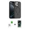 MARSİLYAN™- iPhone 16 Pro Max Kılıf Doruk Form Serisi - Siyah 360 Mat Full Body Arka Koruyucu + Raze Metal Kamera Lens - BZ