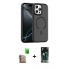 MARSİLYAN™- iPhone 16 Pro Max Kılıf Doruk Form Serisi - Siyah 360 Mat Full Body Arka Koruyucu + Raze Metal Kamera Lens - CLTM