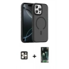 MARSİLYAN™- iPhone 16 Pro Max Kılıf Doruk Form Serisi - Siyah 360 Mat Full Body Arka Koruyucu + PVD Metal Kamera Lens - GD