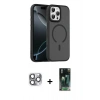 MARSİLYAN™- iPhone 16 Pro Max Kılıf Doruk Form Serisi - Siyah 360 Mat Full Body Arka Koruyucu + Pers Alüminyum Kamera Lens - GI