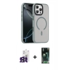 MARSİLYAN™- iPhone 16 Pro Max Kılıf Doruk Form Serisi - Siyah 360 Mat Full Body Arka Koruyucu + Bilvis Titan Kamera Lens - SH