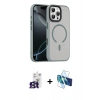MARSİLYAN™- iPhone 16 Pro Max Kılıf Doruk Form Serisi - Siyah 3D Antistatik Cam Ekran Koruyucu + Bilvis Titan Kamera Lens - TMGI