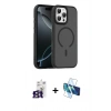 MARSİLYAN™- iPhone 16 Pro Max Kılıf Doruk Form Serisi - Siyah 3D Antistatik Cam Ekran Koruyucu + Bilvis Titan Kamera Lens - TMGI