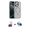 MARSİLYAN™- iPhone 16 Pro Max Kılıf Doruk Form Serisi - Siyah 3D Antistatik Cam Ekran Koruyucu + Bilvis Titan Kamera Lens - SH