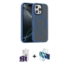 MARSİLYAN™- iPhone 16 Pro Max Kılıf Doruk Form Serisi - Siyah 3D Antistatik Cam Ekran Koruyucu + Bilvis Titan Kamera Lens - SH
