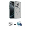 MARSİLYAN™- iPhone 16 Pro Max Kılıf Doruk Form Serisi - Siyah 3D Antistatik Cam Ekran Koruyucu + Pers Alüminyum Kamera Lens - GS