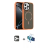 MARSİLYAN™- iPhone 16 Pro Max Kılıf Doruk Form Serisi - Siyah 3D Antistatik Cam Ekran Koruyucu + PVD Metal Kamera Lens - GS