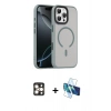 MARSİLYAN™- iPhone 16 Pro Max Kılıf Doruk Form Serisi - Siyah 3D Antistatik Cam Ekran Koruyucu + PVD Metal Kamera Lens - GD