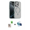 MARSİLYAN™- iPhone 16 Pro Max Kılıf Doruk Form Serisi - Siyah 3D Antistatik Cam Ekran Koruyucu + Raze Metal Kamera Lens - NLGY