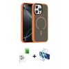 MARSİLYAN™- iPhone 16 Pro Max Kılıf Doruk Form Serisi - Siyah 3D Antistatik Cam Ekran Koruyucu + Raze Metal Kamera Lens - BZ