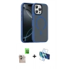 MARSİLYAN™- iPhone 16 Pro Max Kılıf Doruk Form Serisi - Siyah 3D Antistatik Cam Ekran Koruyucu + Raze Metal Kamera Lens - NLGY