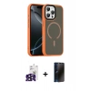 MARSİLYAN™- iPhone 16 Pro Max Kılıf Doruk Form Serisi - Siyah 3D Antistatik Hayalet Cam Ekran Koruyucu + Bilvis Titan Kamera Lens - SH