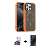 MARSİLYAN™- iPhone 16 Pro Max Kılıf Doruk Form Serisi - Siyah 3D Antistatik Hayalet Cam Ekran Koruyucu + Bilvis Titan Kamera Lens - GS