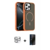 MARSİLYAN™- iPhone 16 Pro Max Kılıf Doruk Form Serisi - Siyah 3D Antistatik Hayalet Cam Ekran Koruyucu + Pers Alüminyum Kamera Lens - GS