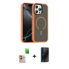 MARSİLYAN™- iPhone 16 Pro Max Kılıf Doruk Form Serisi - Siyah 3D Antistatik Hayalet Cam Ekran Koruyucu + Raze Metal Kamera Lens - NLGY