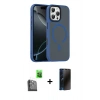 MARSİLYAN™- iPhone 16 Pro Max Kılıf Doruk Form Serisi - Siyah 3D Antistatik Hayalet Cam Ekran Koruyucu + Raze Metal Kamera Lens - SH