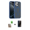 MARSİLYAN™- iPhone 16 Pro Max Kılıf Doruk Form Serisi - Siyah 3D Antistatik Hayalet Cam Ekran Koruyucu + Raze Metal Kamera Lens - CLTM