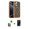 MARSİLYAN™- iPhone 16 Pro Max Kılıf Doruk Form Serisi - Siyah 3D Antistatik Hayalet Cam Ekran Koruyucu + Raze Metal Kamera Lens - SH