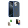 MARSİLYAN™- iPhone 16 Pro Max Kılıf Doruk Form Serisi - Siyah 3D Antistatik Mat Seramik Nano Ekran Koruyucu + Raze Metal Kamera Lens - CLTM
