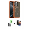 MARSİLYAN™- iPhone 16 Pro Max Kılıf Doruk Form Serisi - Siyah 3D Antistatik Mat Seramik Nano Ekran Koruyucu + Raze Metal Kamera Lens - SH