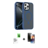 MARSİLYAN™- iPhone 16 Pro Max Kılıf Doruk Form Serisi - Siyah 3D Antistatik Mat Seramik Nano Ekran Koruyucu + Beyaz Raze Metal Kamera Lens