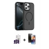 MARSİLYAN™- iPhone 16 Pro Max Kılıf Doruk Form Serisi - Siyah 3D Antistatik Mat Seramik Nano Ekran Koruyucu + Bilvis Titan Kamera Lens - GS