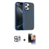 MARSİLYAN™- iPhone 16 Pro Max Kılıf Doruk Form Serisi - Siyah 3D Antistatik Mat Seramik Nano Ekran Koruyucu + Gri Pers Alüminyum Kamera Lens