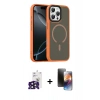 MARSİLYAN™- iPhone 16 Pro Max Kılıf Doruk Form Serisi - Siyah 3D Antistatik Mat Seramik Nano Ekran Koruyucu + Bilvis Titan Kamera Lens - SH
