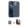 MARSİLYAN™- iPhone 16 Pro Max Kılıf Doruk Form Serisi - Siyah 3D Antistatik Mat Seramik Nano Ekran Koruyucu + PVD Metal Kamera Lens - SH