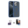 MARSİLYAN™- iPhone 16 Pro Max Kılıf Doruk Form Serisi - Siyah 3D Antistatik Mat Seramik Nano Ekran Koruyucu + Bilvis Titan Kamera Lens - SH