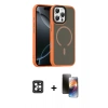 MARSİLYAN™- iPhone 16 Pro Max Kılıf Doruk Form Serisi - Siyah 3D Antistatik Mat Seramik Nano Ekran Koruyucu + PVD Metal Kamera Lens - SH