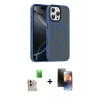 MARSİLYAN™- iPhone 16 Pro Max Kılıf Doruk Form Serisi - Siyah 3D Antistatik Mat Seramik Nano Ekran Koruyucu + Raze Metal Kamera Lens - NLGY