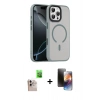 MARSİLYAN™- iPhone 16 Pro Max Kılıf Doruk Form Serisi - Siyah 3D Antistatik Mat Seramik Nano Ekran Koruyucu + Raze Metal Kamera Lens - NLGY