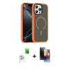 MARSİLYAN™- iPhone 16 Pro Max Kılıf Doruk Form Serisi - Siyah 3D Antistatik Mat Seramik Nano Ekran Koruyucu + Beyaz Raze Metal Kamera Lens