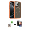 MARSİLYAN™- iPhone 16 Pro Max Kılıf Doruk Form Serisi - Siyah 3D Antistatik Mat Seramik Nano Ekran Koruyucu + Raze Metal Kamera Lens - NLGY