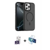 MARSİLYAN™- iPhone 16 Pro Max Kılıf Doruk Form Serisi - Siyah 3D Antistatik Seramik Nano Ekran Koruyucu + Bilvis Titan Kamera Lens - TMGI