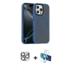 MARSİLYAN™- iPhone 16 Pro Max Kılıf Doruk Form Serisi - Siyah 3D Antistatik Seramik Nano Ekran Koruyucu + Pers Alüminyum Kamera Lens - GI