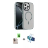 MARSİLYAN™- iPhone 16 Pro Max Kılıf Doruk Form Serisi - Siyah 3D Antistatik Seramik Nano Ekran Koruyucu + Raze Metal Kamera Lens - NLGY