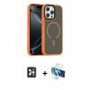 MARSİLYAN™- iPhone 16 Pro Max Kılıf Doruk Form Serisi - Siyah 3D Antistatik Seramik Nano Ekran Koruyucu + PVD Metal Kamera Lens - SH