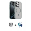 MARSİLYAN™- iPhone 16 Pro Max Kılıf Doruk Form Serisi - Siyah 3D Antistatik Seramik Nano Ekran Koruyucu + Pers Alüminyum Kamera Lens - GI