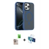 MARSİLYAN™- iPhone 16 Pro Max Kılıf Doruk Form Serisi - Siyah 3D Antistatik Seramik Nano Ekran Koruyucu + Raze Metal Kamera Lens - NLGY