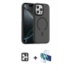 MARSİLYAN™- iPhone 16 Pro Max Kılıf Doruk Form Serisi - Siyah 3D Antistatik Seramik Nano Ekran Koruyucu + PVD Metal Kamera Lens - GS