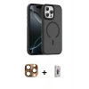 MARSİLYAN™- iPhone 16 Pro Max Kılıf Doruk Form Serisi - Siyah Bilvis 3D Cam Ekran Koruyucu + Pers Alüminyum Kamera Lens - CLTM