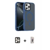 MARSİLYAN™- iPhone 16 Pro Max Kılıf Doruk Form Serisi - Siyah Bilvis 3D Cam Ekran Koruyucu + PVD Metal Kamera Lens - GD