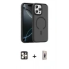 MARSİLYAN™- iPhone 16 Pro Max Kılıf Doruk Form Serisi - Siyah Bilvis 3D Cam Ekran Koruyucu + PVD Metal Kamera Lens - GD