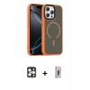 MARSİLYAN™- iPhone 16 Pro Max Kılıf Doruk Form Serisi - Siyah Bilvis 3D Cam Ekran Koruyucu + PVD Metal Kamera Lens - GD
